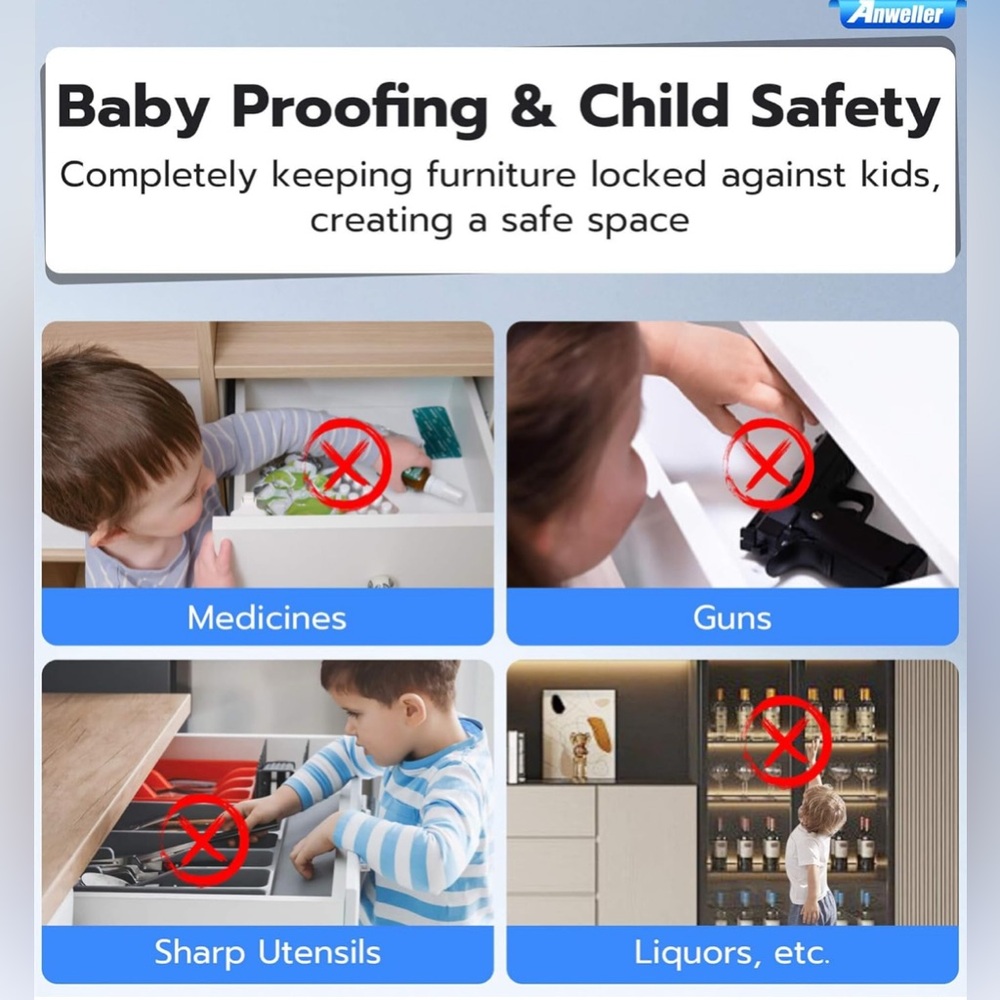NEW - Anweller Smart Cabinet Lock | Baby Proof Fingerprint Bluetooth RFID - Picture 4 of 9